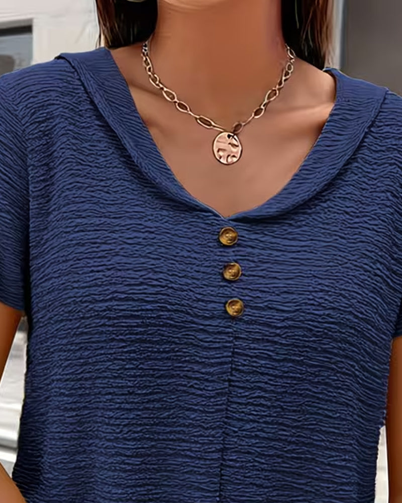 LUMORAE™ | WOMEN'S T-SHIRT WITH BUTTON-UP PETER PAN COLLAR