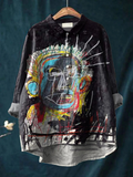 Vintage Abstract Figure Painting Art Print Casual  Shirt