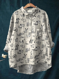 Women's Cute Dog Print Casual  Shirt