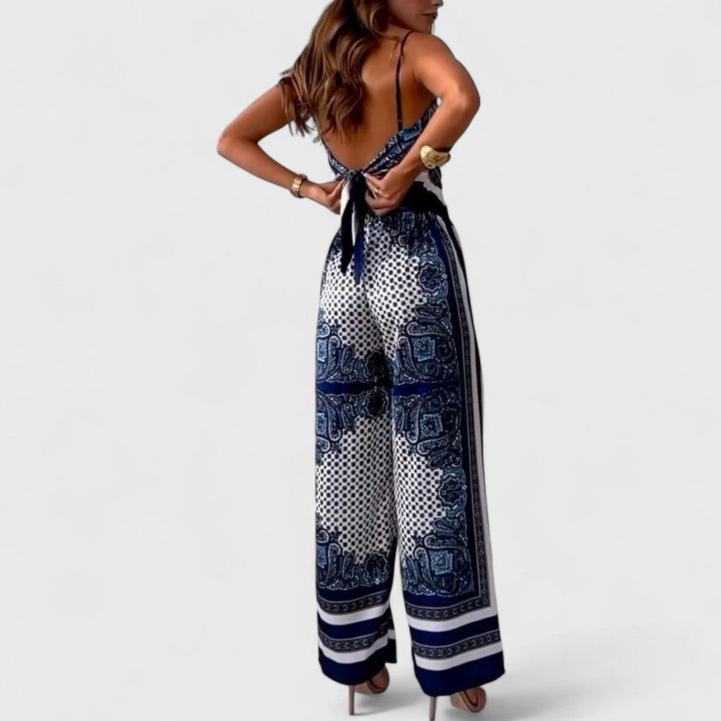 Harriet | Elegant Summer Scarf-Print Jumpsuit