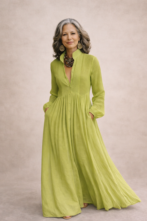 Anne | Flowing Button-Front Maxi Dress