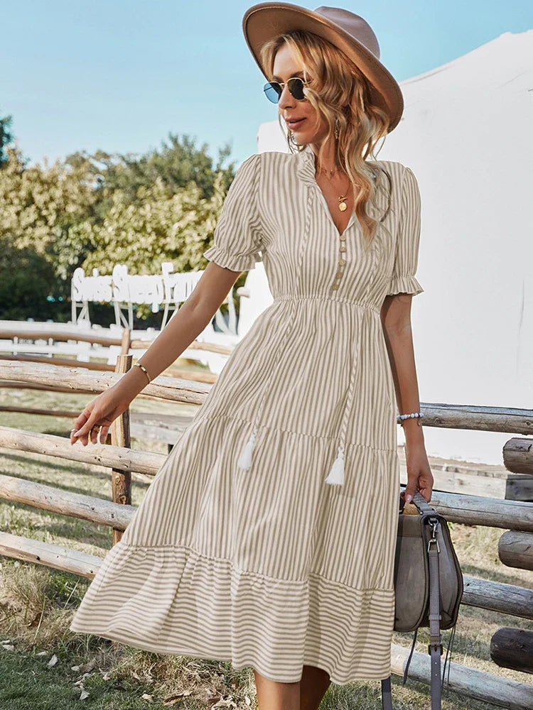 Elodie | Striped Tassel Midi