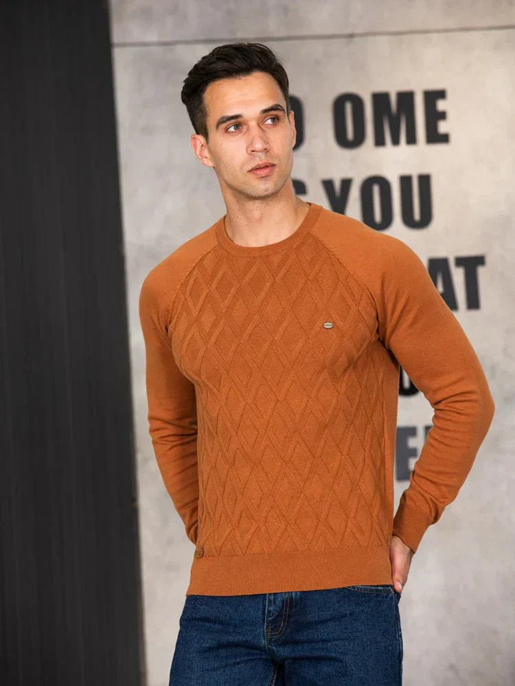 Theodor | Men's Sweater With Diamond Pattern
