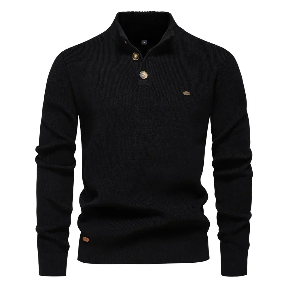 Aaron | Men's Sweater With Button Design