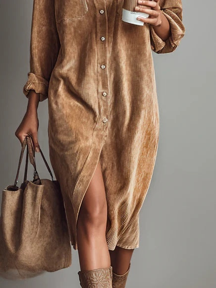 Evelyn | Relaxed Corduroy Midi Dress