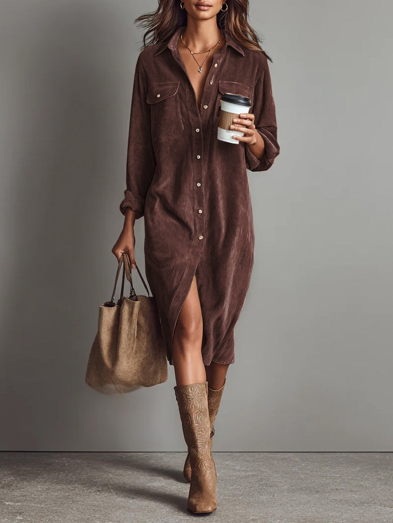 Evelyn | Relaxed Corduroy Midi Dress