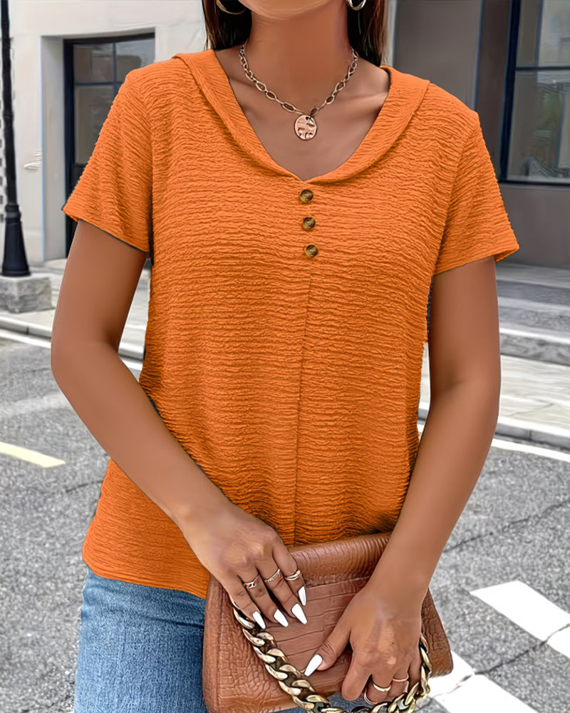 LUMORAE™ | WOMEN'S T-SHIRT WITH BUTTON-UP PETER PAN COLLAR