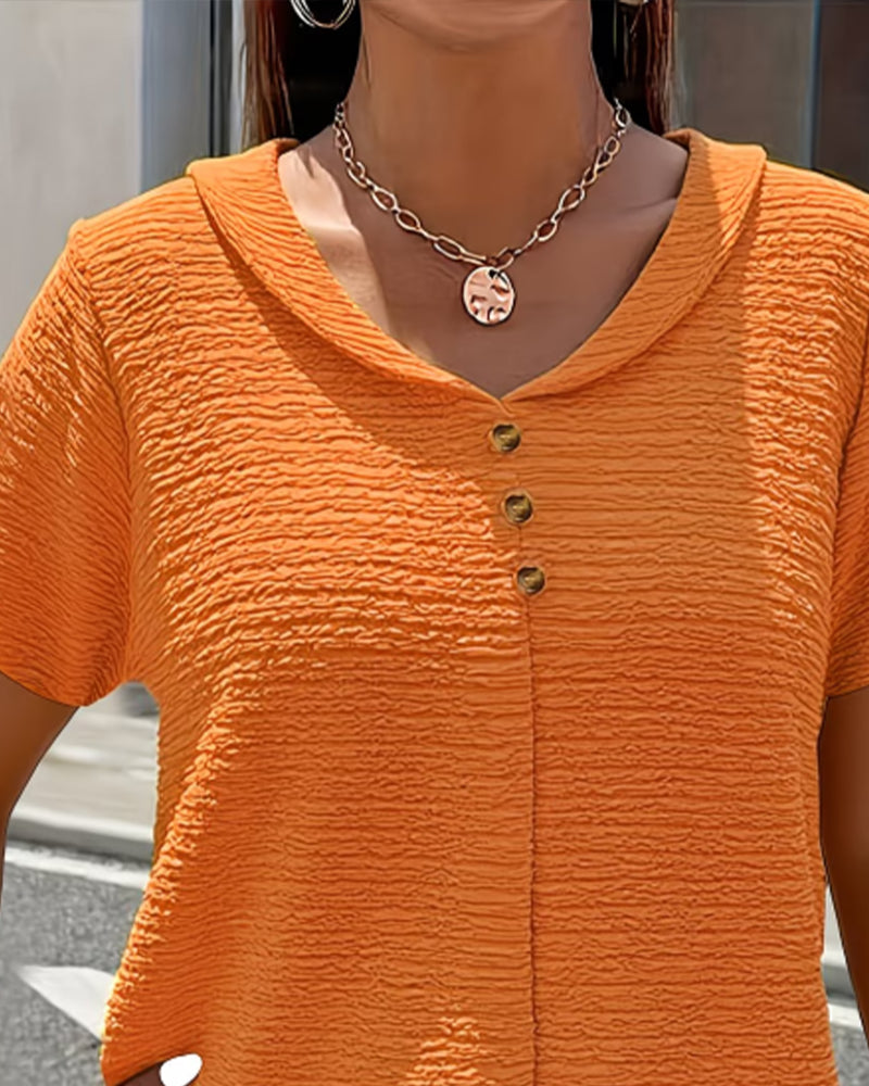 LUMORAE™ | WOMEN'S T-SHIRT WITH BUTTON-UP PETER PAN COLLAR